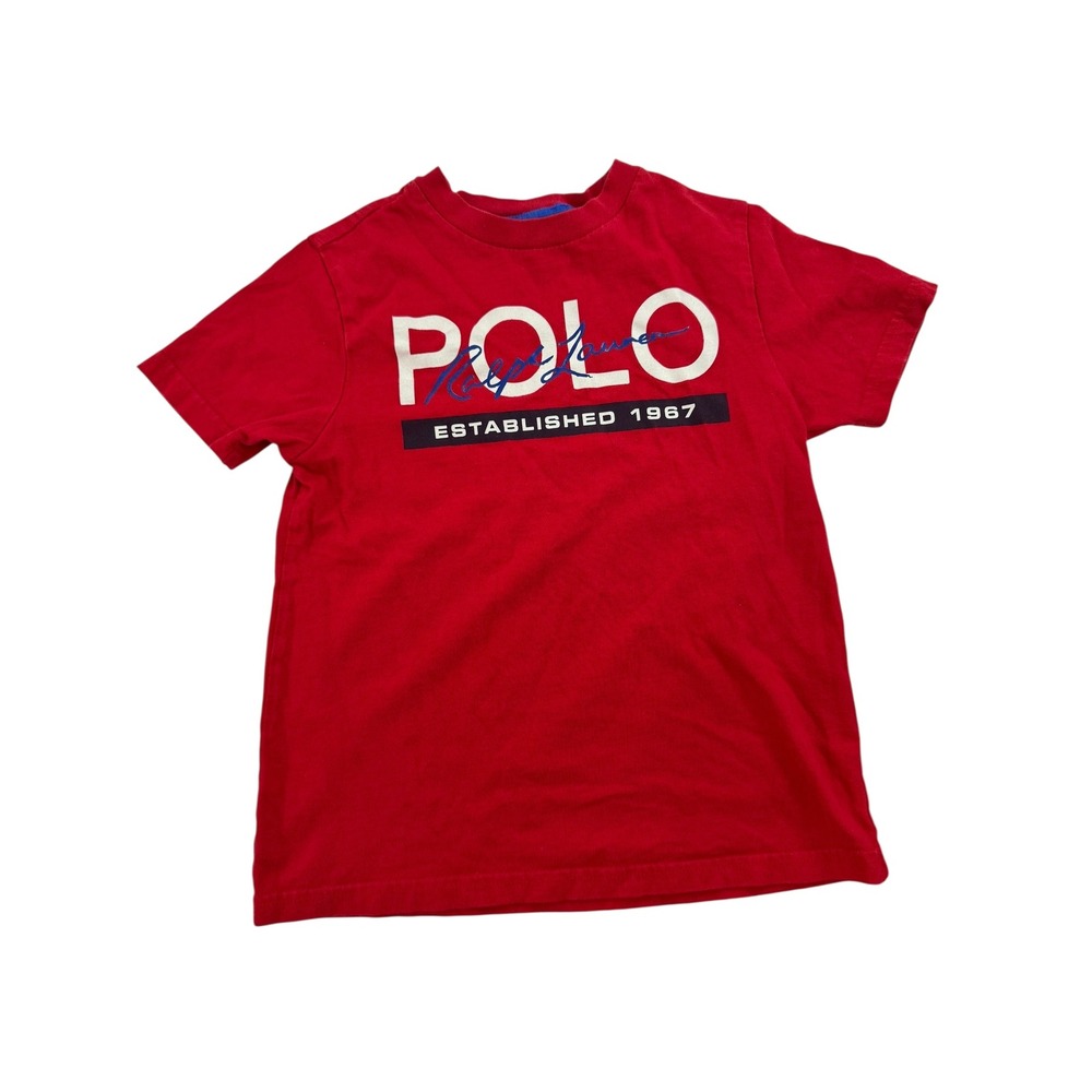 Polo Ralph Lauren Graphic T-Shirt Short Sleeve‎ Red Top 1967 Boys size 5